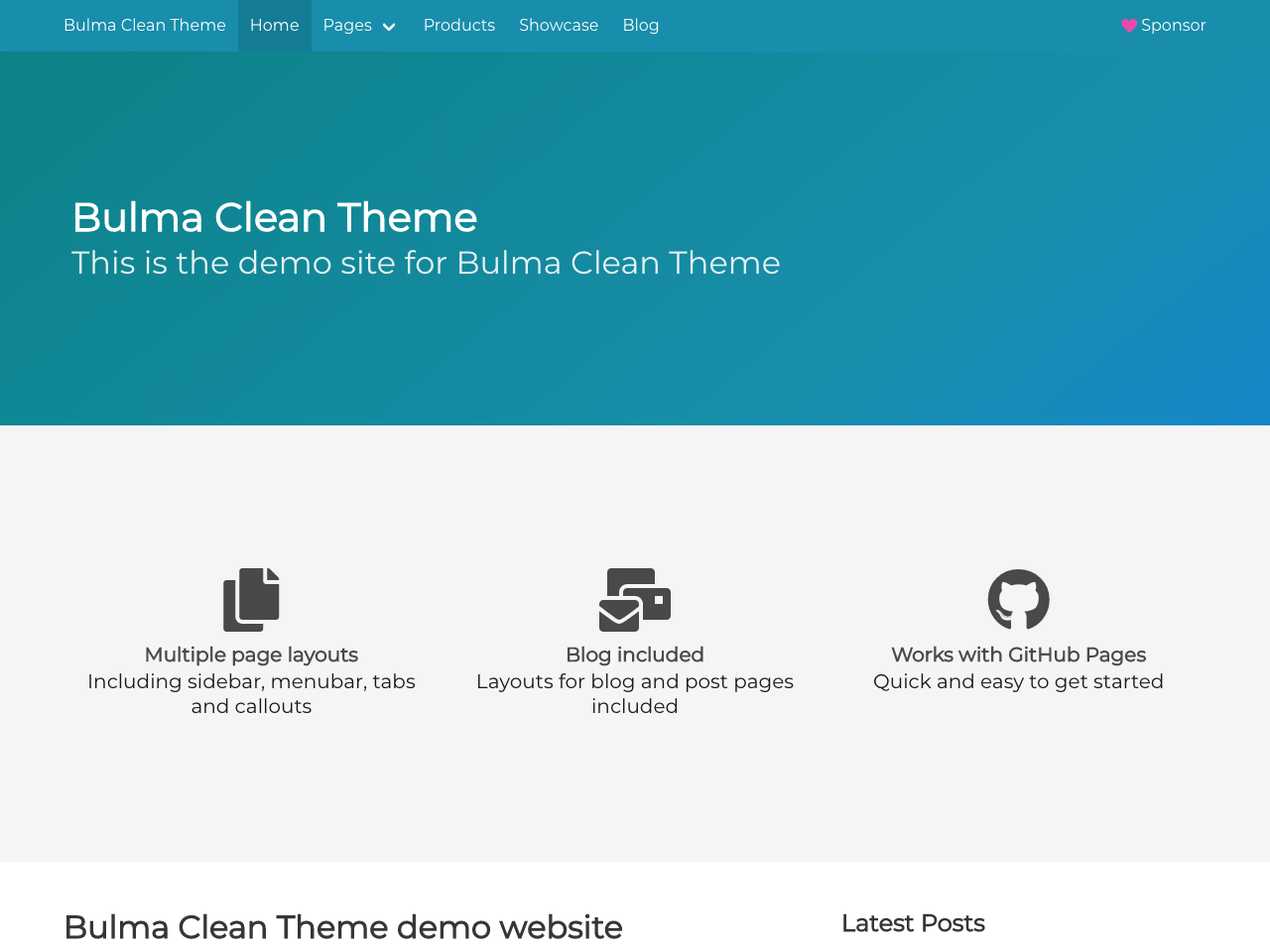 Bulma Clean Theme screenshot