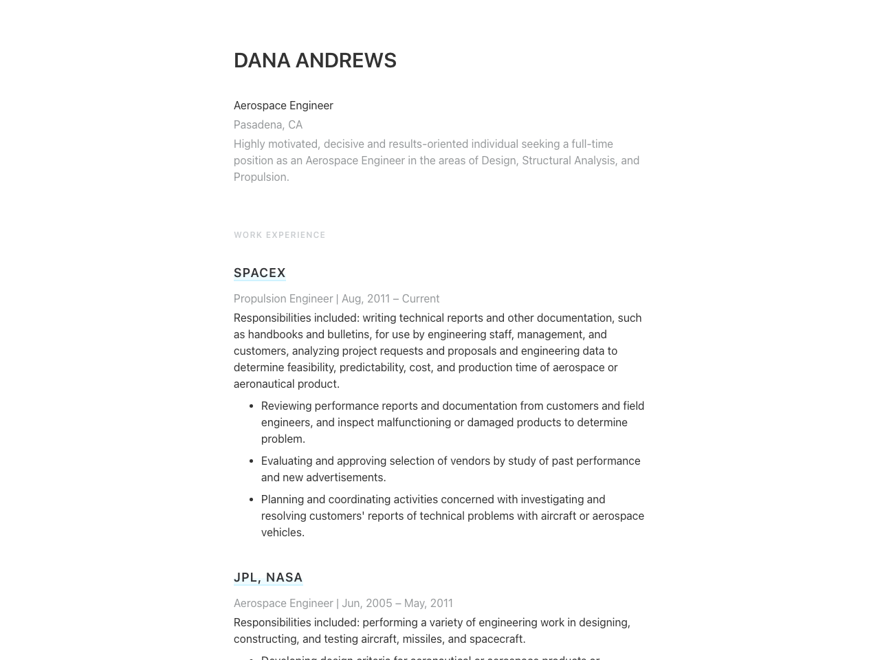 Gatsby Starter Prismic Resume screenshot